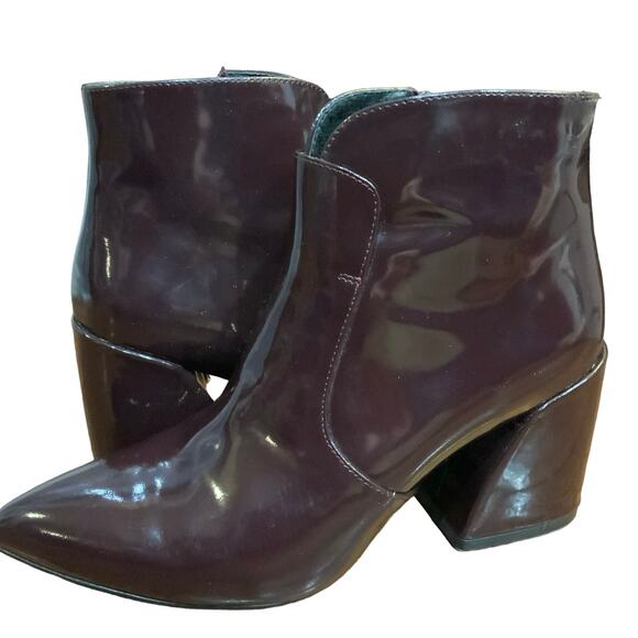 Jeffrey Campbell Ankle Booties Sz.8 Plum Block Heel patent leather Shine VGUC - Picture 11 of 15